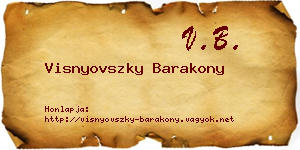 Visnyovszky Barakony névjegykártya